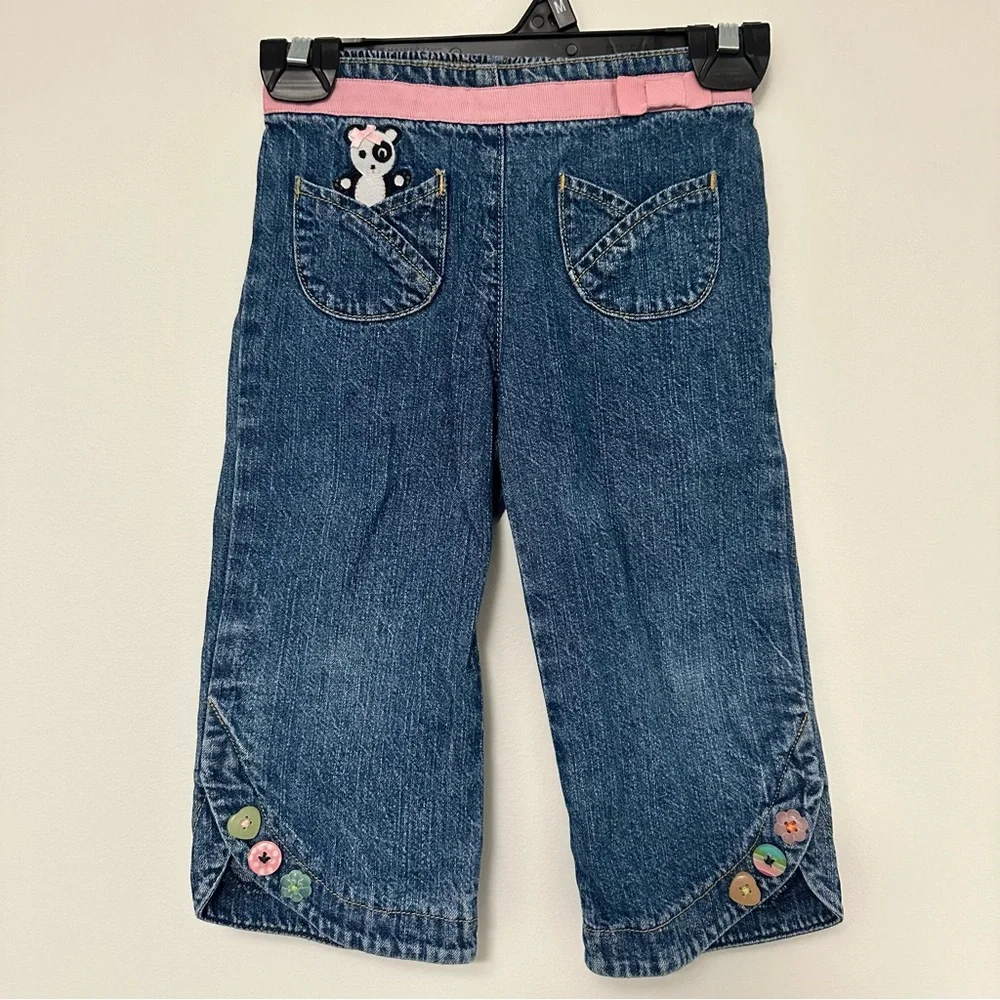 Vintage Gymboree Panda Pocket Button Denim Pant 2006 Imaginary Friends Line